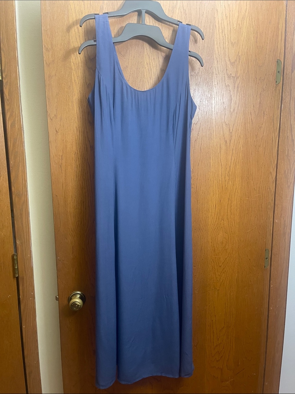 Forever 21 Slate Blue Sleeveless Midi Dress with Waist Tie in back